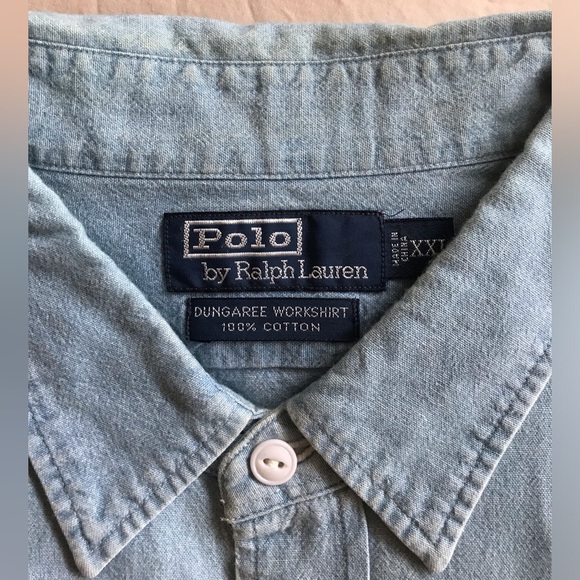 Polo Ralph Lauren Chambray Light Blue Button work Shirt - Picture 3 of 6